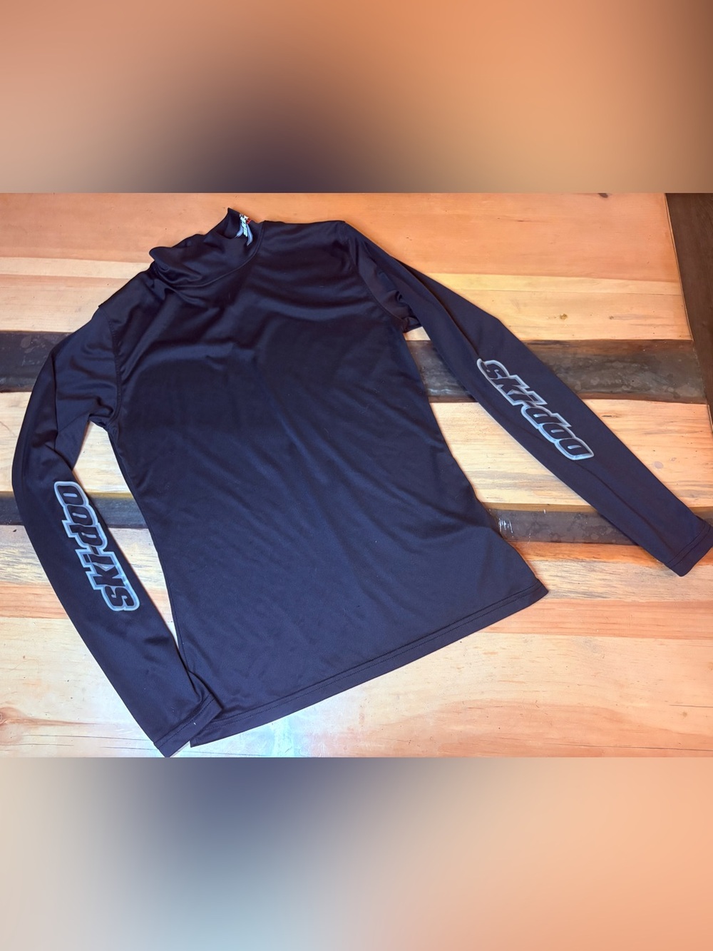 Black Long-Sleeve Men's Swim Rash Guard with Sleeve Logo
